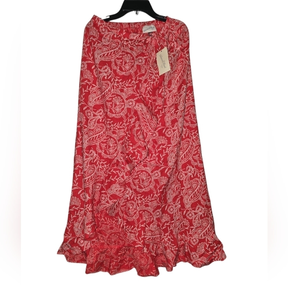 Womens Universal Thread Red Paisley Mock Wrap Skirt, Small, NWT!!!
